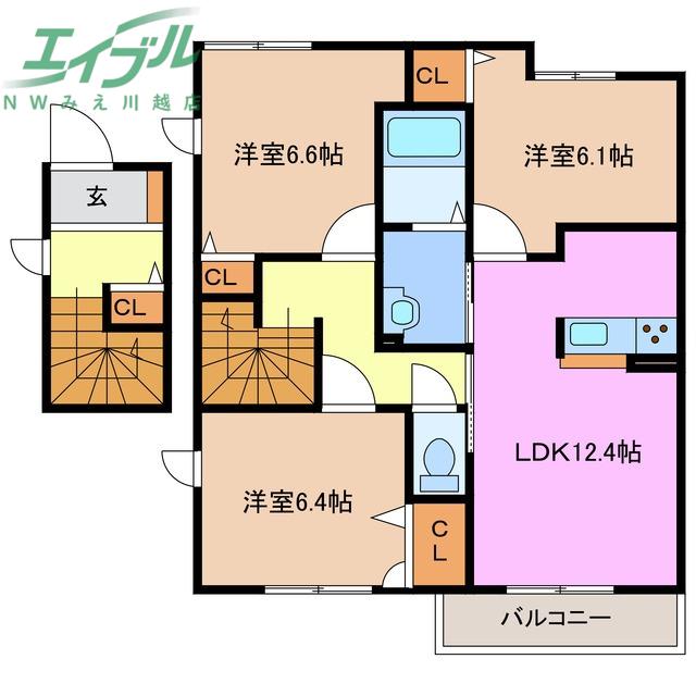 マーガレット(3LDK/2階)の間取り写真