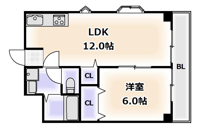 ニッシンハイツ(1LDK/7階)の間取り写真