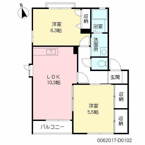 グリーンパーク96 D(2LDK/1階)の間取り写真