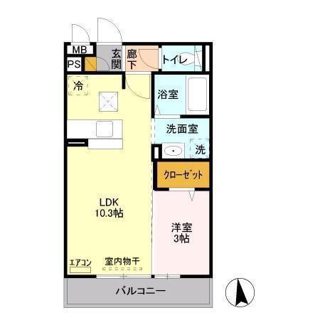 メリーパレス(1LDK/1階)の間取り写真