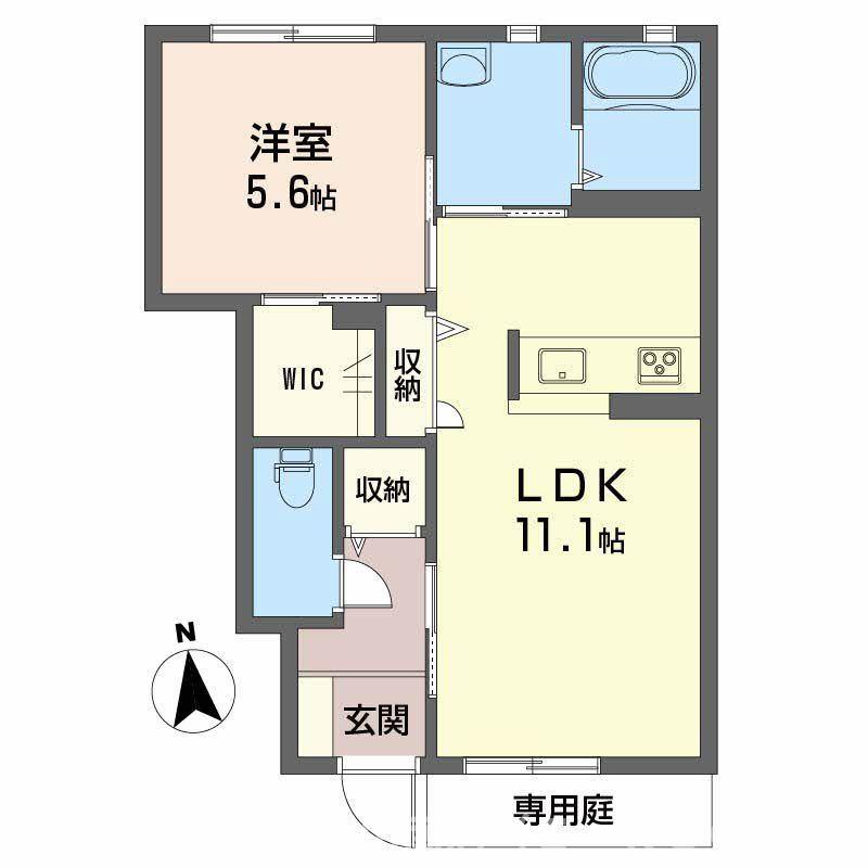 グランヴィルN棟(1LDK/1階)の間取り写真