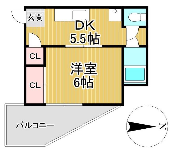 第1コーポ江頭(1DK/4階)の間取り写真