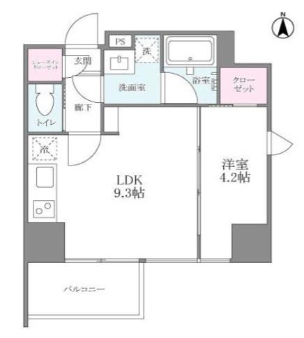 シーズンフラッツ大手前(1LDK/12階)の間取り写真