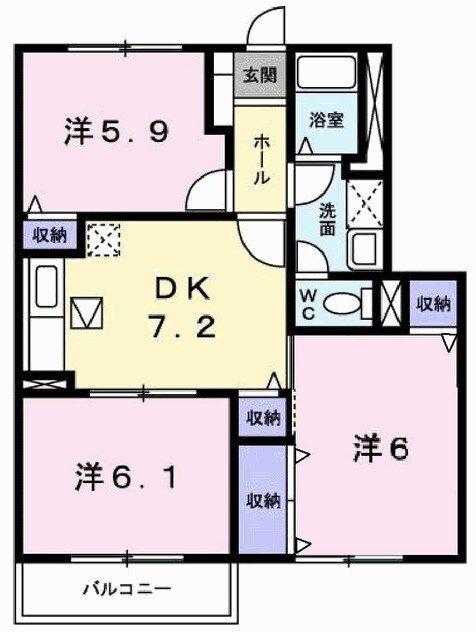 サンエイトC(3DK/1階)の間取り写真