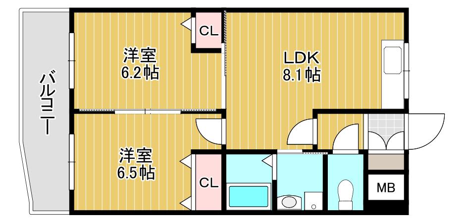 コートハウス大手町(2LDK/2階)の間取り写真