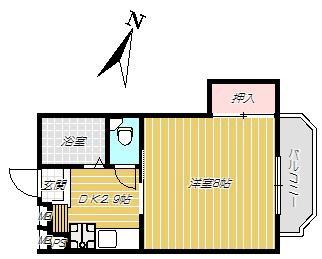 居川ビル(1K/2階)の間取り写真