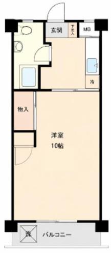 行徳マンション(1K/3階)の間取り写真