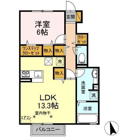 グランメール輝(1SLDK/2階)の間取り写真