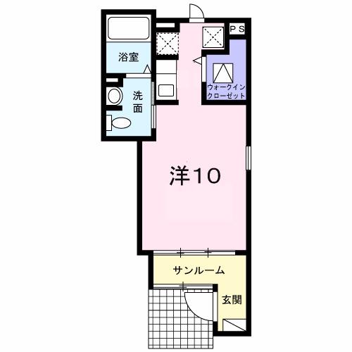 ホワイトヒューレ II(ワンルーム/1階)の間取り写真