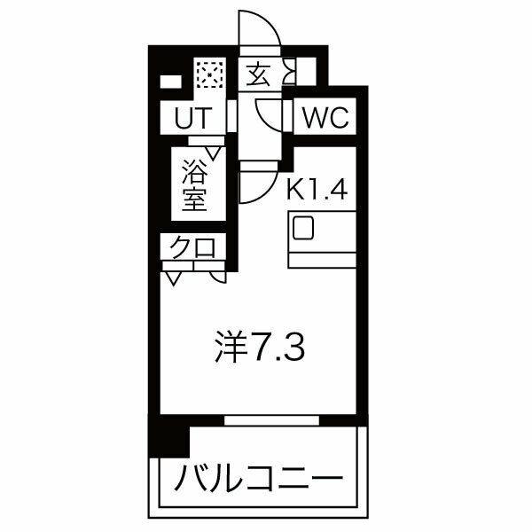 プレサンス名古屋城前ラバンカ(ワンルーム/7階)の間取り写真