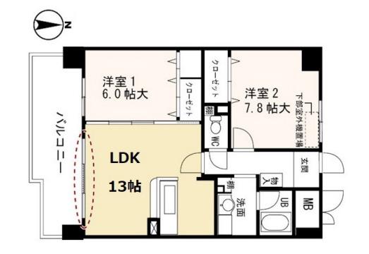 パレセゾン(2LDK/1階)の間取り写真