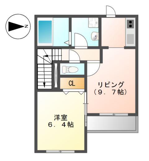 フェリーチェ(1LDK/2階)の間取り写真