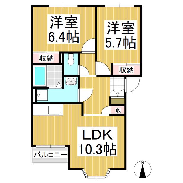 サニー・リオ(2LDK/1階)の間取り写真