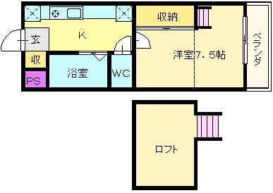 メゾンアリエス(1K/4階)の間取り写真