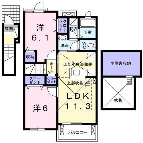 コッティI(2LDK/2階)の間取り写真