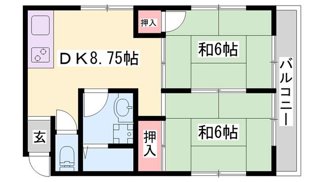 KOWA HEIGHTS(2DK/2階)の間取り写真