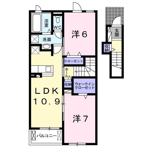 ノヴァ II(2LDK/2階)の間取り写真