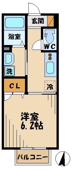 VILLAGE KAZN一番館(1K/2階)の間取り写真