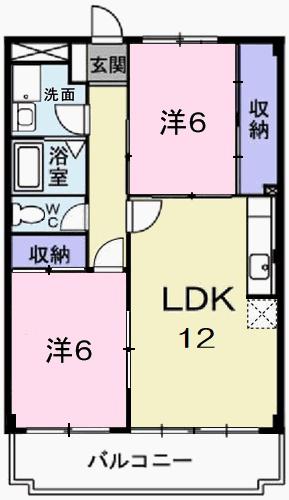 エステート龍野(2LDK/2階)の間取り写真