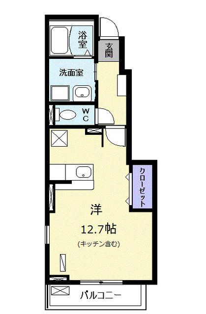 プレッソエコーV(1K/1階)の間取り写真