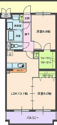 ベルフラワー参番館(2LDK/4階)の間取り写真