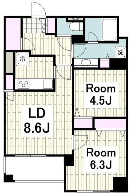 ドゥーエ横浜駅前(2LDK/8階)の間取り写真