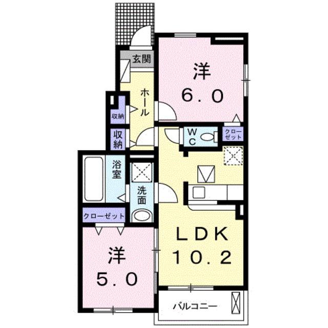 ブリーゼ東(2LDK/1階)の間取り写真