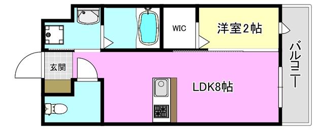 リアコート千里丘IIノース(1LDK/2階)の間取り写真