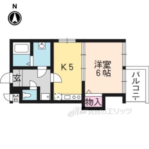 サザン桃山御陵(1DK/4階)の間取り写真