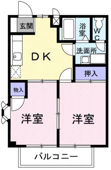 サウザンバレー(2DK/2階)の間取り写真