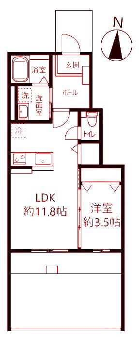 メアッツア(1LDK/1階)の間取り写真