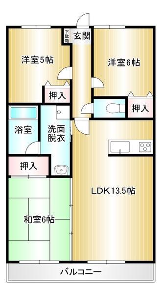 セルシオハイツ幸袋(3LDK/4階)の間取り写真