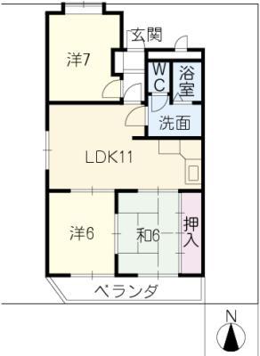 ブルッシュフィールド2(3LDK/1階)の間取り写真
