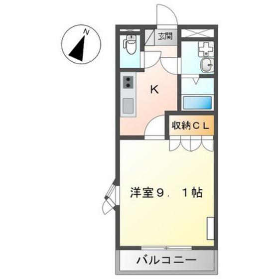 サンモールハイツ(1K/2階)の間取り写真