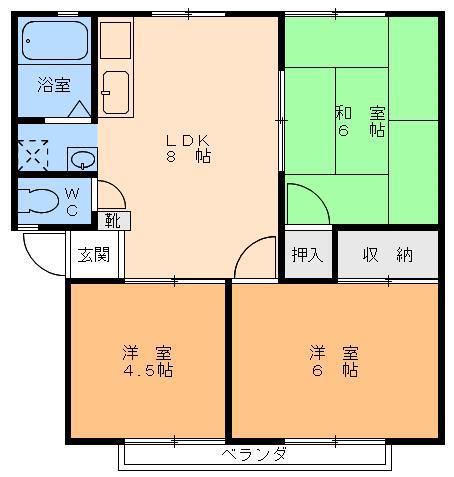 TUTUMIサンハイツ(3LDK/1階)の間取り写真