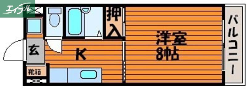 JR吉備線 備前三門駅 徒歩28分 5階建 築32年(1K/3階)の間取り写真