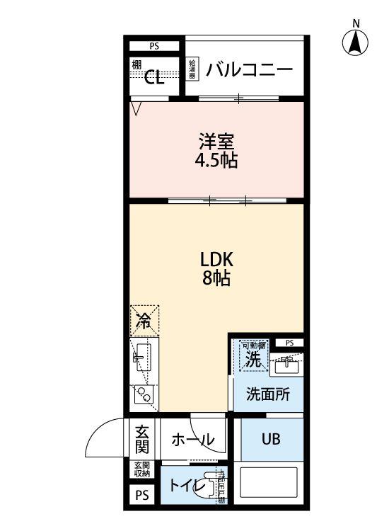 CRASTINE大蓮北4丁目B(1LDK/3階)の間取り写真