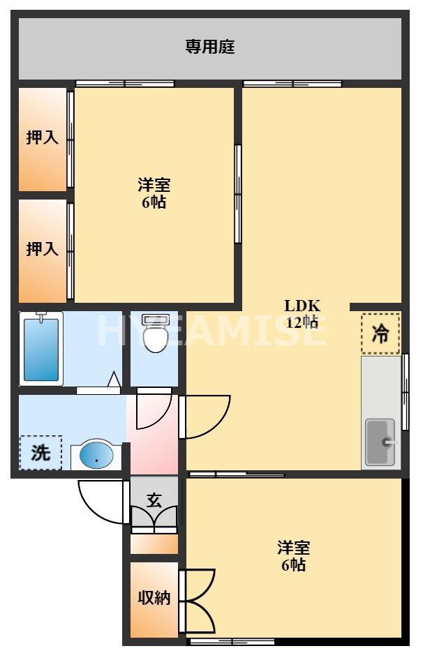 セジュール大和C(2LDK/1階)の間取り写真