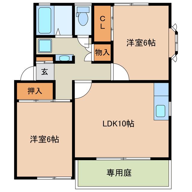 ユートピア本庄C棟(2LDK/1階)の間取り写真