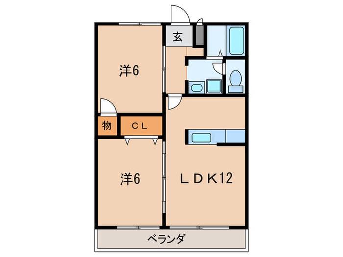 グリーンハイツ西明石(2LDK/1階)の間取り写真