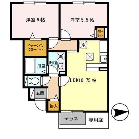 WIT大安寺 I(2LDK/1階)の間取り写真