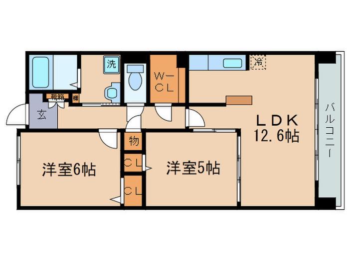 JR東海道本線 南草津駅 徒歩9分 5階建 築19年(2LDK/2階)の間取り写真