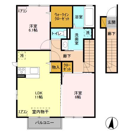 メゾン ボヌールI(2LDK/2階)の間取り写真
