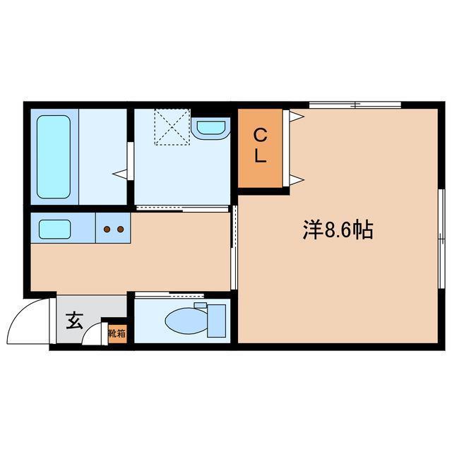 ビエナタウンB棟(1K/2階)の間取り写真