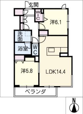 ハイグランド覚王山(2LDK/2階)の間取り写真