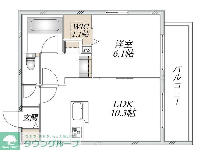 新石川1丁目メゾン西棟(1LDK/3階)の間取り写真