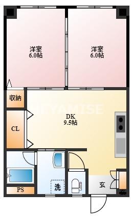 松城ビル(2DK/2階)の間取り写真