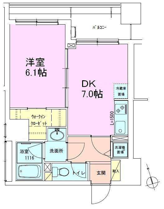 銀座レジデンス参番館(1DK/8階)の間取り写真