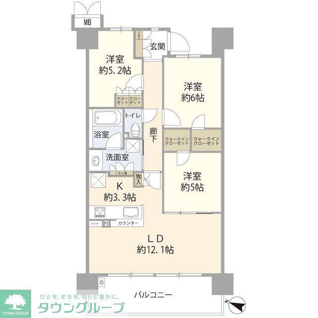 ひばりが丘フィールズ1番街(3LDK/6階)の間取り写真