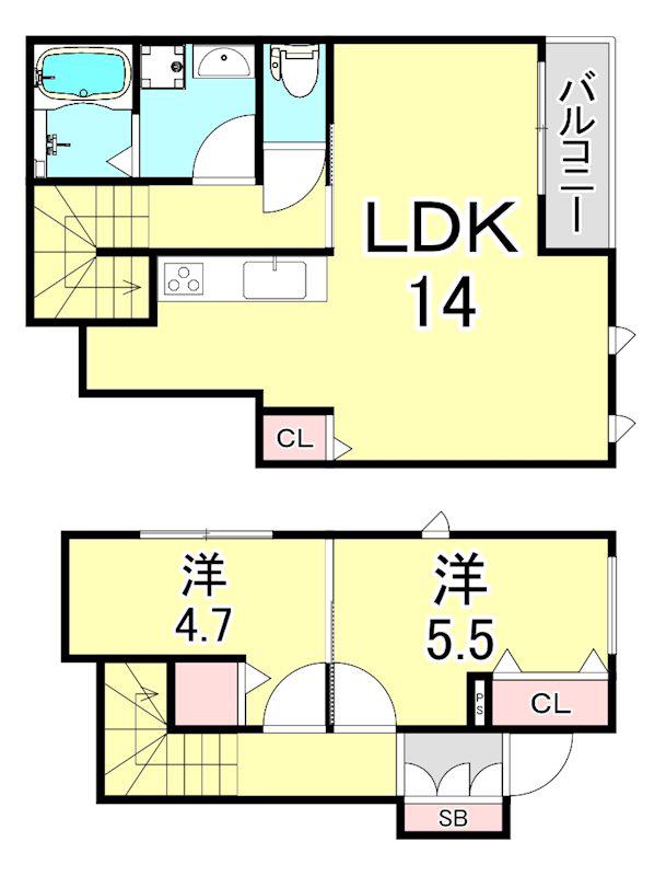 セレッソバージェ(2LDK/1階)の間取り写真